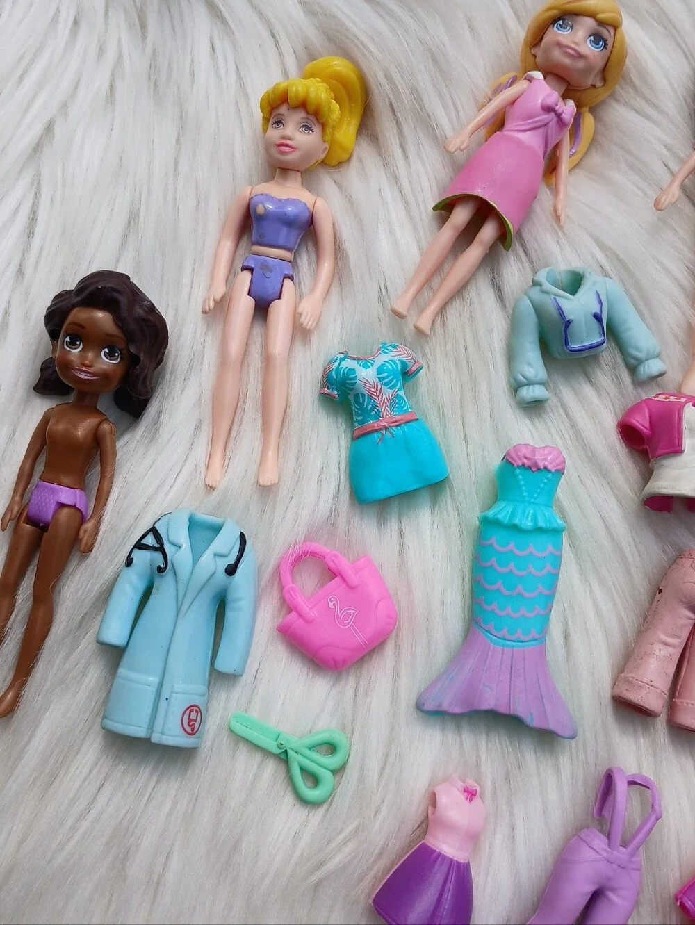 Polly Pocket Lot 6 Figures Mini Dolls Clothing Clothes Accessories y2k - modern